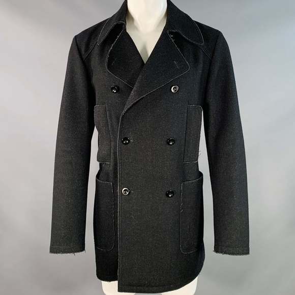 ジャケット・アウター miumiu pea coat wool jacket MIU MIU Black Wool Blend Double Breasted Peacoat Jacket
